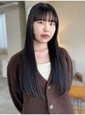 黒髪ロング ストレート ワイドバング 前髪カット【鹿児島中央】