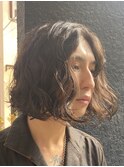 スパイラルグランジラフルーズパーマボブカット外国人風ウェット