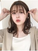 モテ髪美髪デザインカラーセミディ斜めバングレイヤーカット