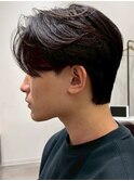 メンズセンターパートウルフセンターパートニュアンスパーマ襟足