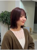 パツっと外ハネボブ × 深みレッド