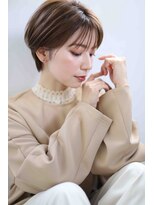 ムウ 難波(MOU)&nbsp;クールショートボブ前髪イメチェンピンクベージュ30代40代50代