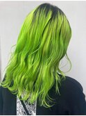 ライムグリーン ボブレイヤー ハイトーンカラー ボブウルフ