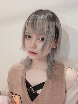 リアイス(Re:ICE) ミニウルフ/くすみブルー/流れるレイヤー/インナーハイライト