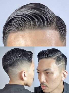 ヒロギンザ 大阪本店(HIRO GINZA) 七三バーバースタイル×ラインアート