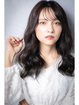 カバーヘア ブリス 上尾西口店(COVER HAIR bliss) 立体感大人巻き毛先パーマ黒髪小顔韓国風ロングw上尾30代40代