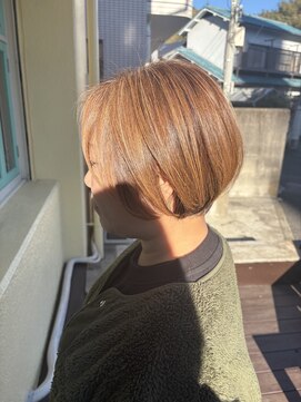 大人フェミニンショート×白髪ぼかし入ってハイライト　【衣笠】