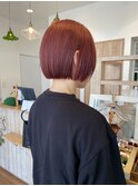 ぱつっとミニボブ×ピンクオレンジベージュ！