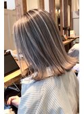 バレイヤージュグレージュハイライトダブルカラーケアブリーチ