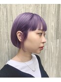 ベビーパープル×ハイトーン×ぱっつん前髪