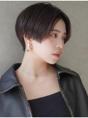 大人可愛い20代30代40代黒髪前下がりひし形小顔ボブ丸みショート
