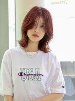 エムスラッシュ 新百合ヶ丘(M.SLASH)&nbsp;ワインレッド/うざバング/ウルフ/外ハネ/ミディアム/新百合ヶ丘