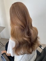 サンク 原宿 表参道(cinq) 原宿ミルクティーレイヤーカットベージュカラーケアブリーチ前髪