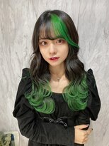 Anela大宮 ブリーチ/エクステ/髪質改善【アネラ】【4月上旬NEW OPEN(予定)】 デザインカラーグリーン