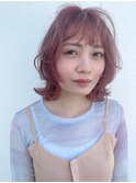 ピンクボブのフェミニンスタイル