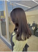 透ける暗髪ラベンダーブラウン×ミディアム×フェイスレイヤー