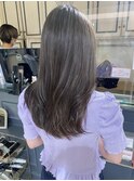 秋艶カラー　ラベンダーグレージュ　レイヤーロング