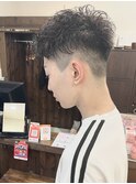 メンズハイライト×パーマ