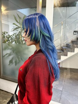 レコ 渋谷(LECO) ネイビーブルーとメッシュポイントカラー
