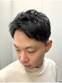メンズビジネスツーブロックショートバーバー理容室爽やか黒髪