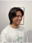 ニュアンスパーマメンズミディアムセンターパートサーフ