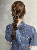 編み下ろしヘアセット結婚式ヘアセット三つ編みヘアセット結婚式