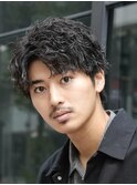 渋谷ルーズショートメンズカットアクティブショートアップバング