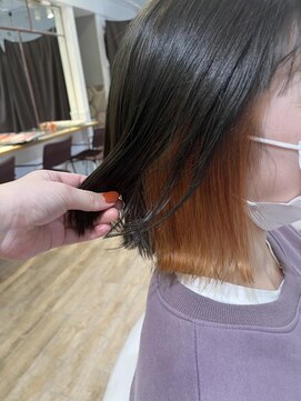 ネオリーブ チロル 横浜西口店(Neolive CiroL.) インナーカラー オレンジ  グレー 横浜【前田】