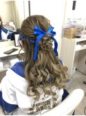 ハーフアップ　お花ヘア
