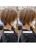 大人ショートボブ丸みショートカットマッシュショート前髪あり