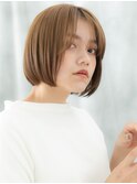 ツヤ髪マロンベージュ韓国ミストバング小顔ボブq古河20代30代