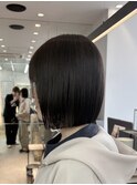 イメチェン外ハネボブ美髪ワイドバングミディアム縮毛矯正ボブ