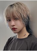 デザインカラー×ジェンダーレスウルフ/メンズカット/ハイトーン