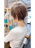 小顔ひし形ショート×ココアベージュ