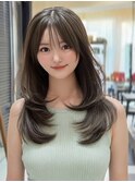 レイヤーカット/顔まわりレイヤー/ミントベージュ/ミントカラー