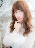 大人ガーリー厚めバングくせ毛風暖色系カラーc5上尾20代30代40代