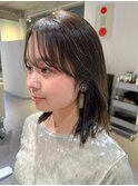 ミディアムレイヤー×地毛風縮毛矯正×オリーブグレイジュ