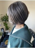 丸みショート×グレージュハイライト☆