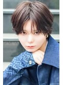 韓国風メンズシースルーバングアッシュブラウンで透明感をプラス