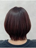 レイヤーボブ×ファッションカラー白髪染め×ピンクブラウン