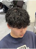 波巻きツイストスパイラルツーブロック刈り上げメンズパーマ