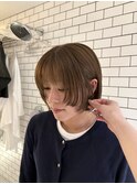夏カラー×ミニボブ顔周りレイヤー◎ブリーチなしカラー