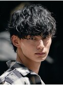 シャドウパーマルーズパーマ毛流れヘアメンズマッシュ原宿　