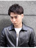 爽やかアップバングツーブロックショート刈り上げスーツ黒髪短髪