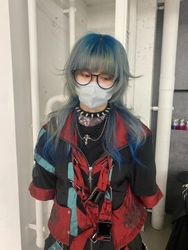 レコ 渋谷(LECO) アクアブルーのロングウルフ