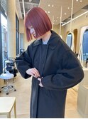 【snuw_hotaru】ブリーチカラーレッドカラーオレンジボブ