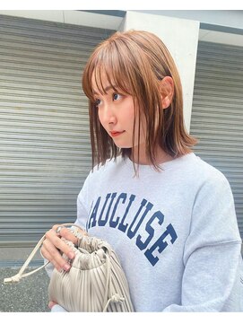 クプラ(Qpula) ボブ/ ブラウンベージュ/ブリーチなしダブルカラー/透明感カラー