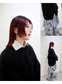 side bangs / wine red