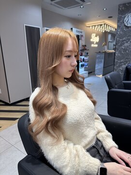 ラピス 大阪アメ村店(Lapis) エクステとわからないハイトーンロング！ミルクティーver