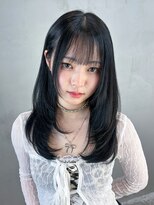 アルバム 銀座(ALBUM GINZA)&nbsp;前髪カット顔周りレイヤーロング韓国ヘア_F20377